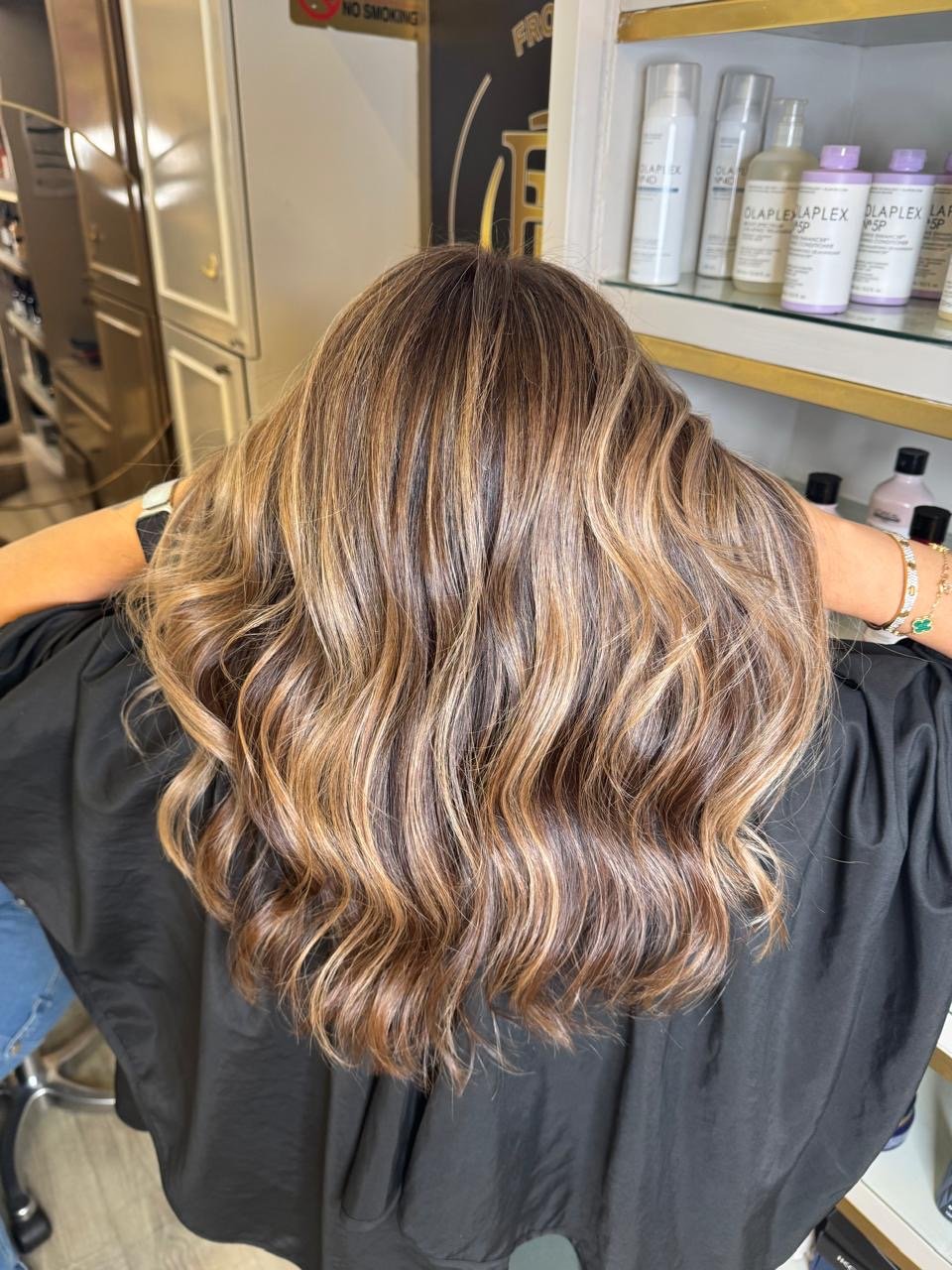 Golden balayage finished at Front Row Beauty Salon