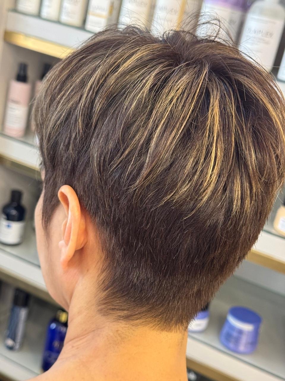 Textured pixie cut at Front Row Beauty Salon