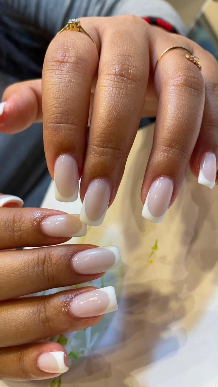 Classic French nail art at Front Row Beauty Salon