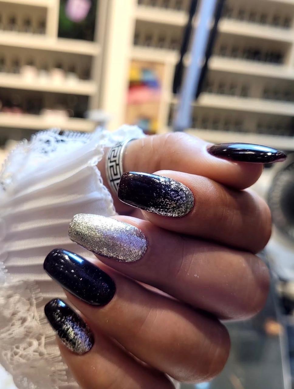 Glitter ombre nail art at Front Row Beauty Salon